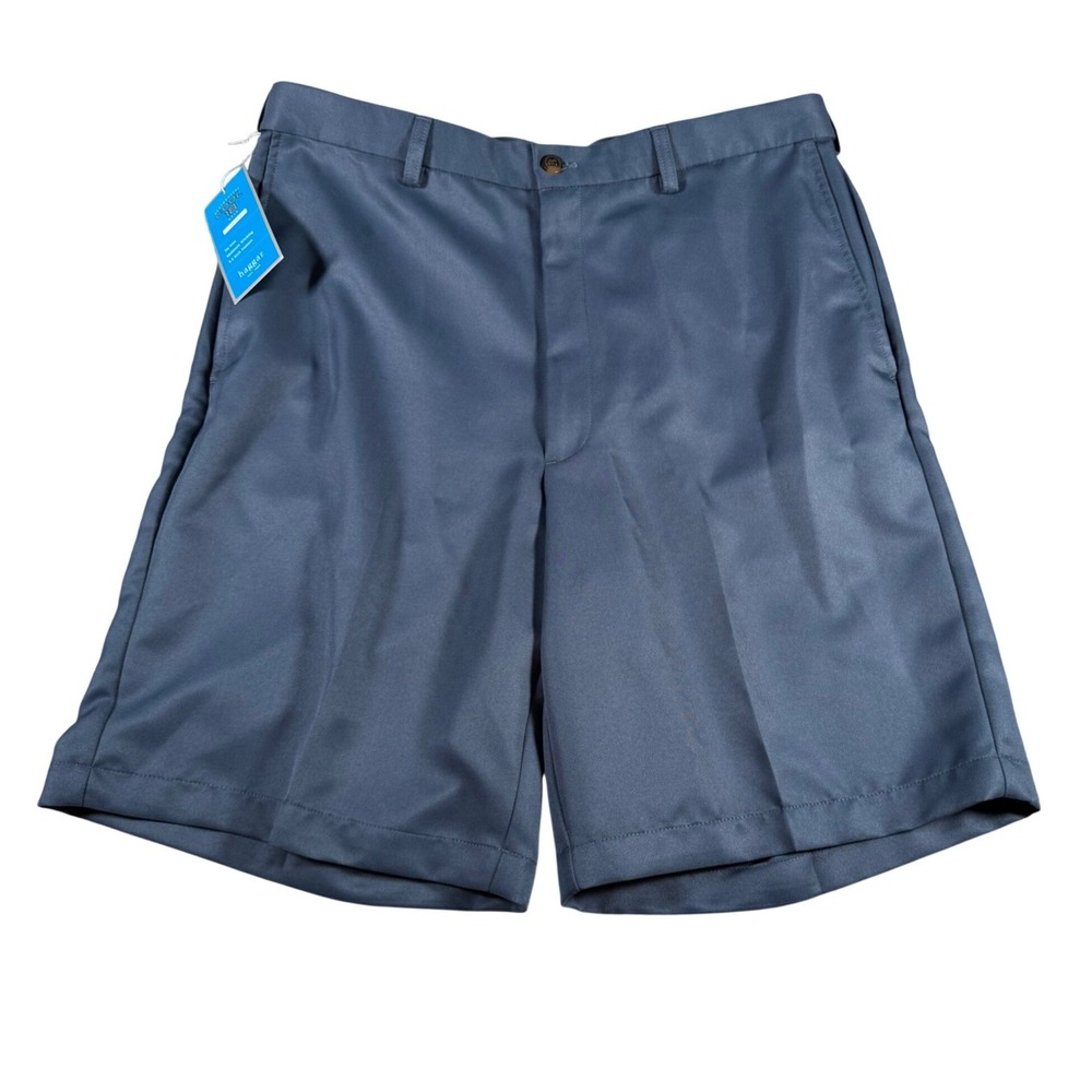 Haggar‎ Cool 18 Gab Shorts Men 34 (FITS 34x9) Cadet Blue Plain Front NEW